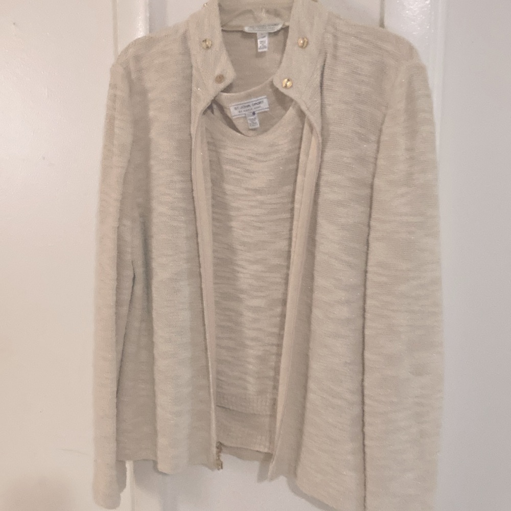 ST. JOHN SPORT BY MARIE GRAY WOMEN BEIGE TWIN SET M/L